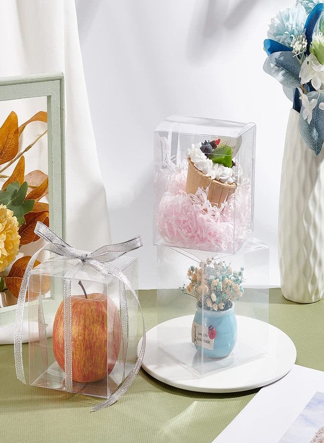 BENECREAT 20PCS Clear Wedding Favour Boxes 4x4x4 Square PVC Transparent Gift Boxes for Candy Chocolate Valentine - Image 5